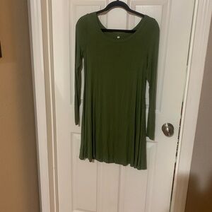Olive Green Long Sleeve Dress -